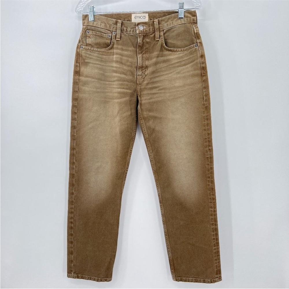 ETICA Rhea Mid-Rise Straight Full Length With Frey Hem Jeans. NWOT